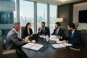 Financial consultants conducting business valuation services for a UAE company