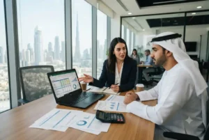 Entrepreneur planning the budget for an ecommerce business in the UAE.