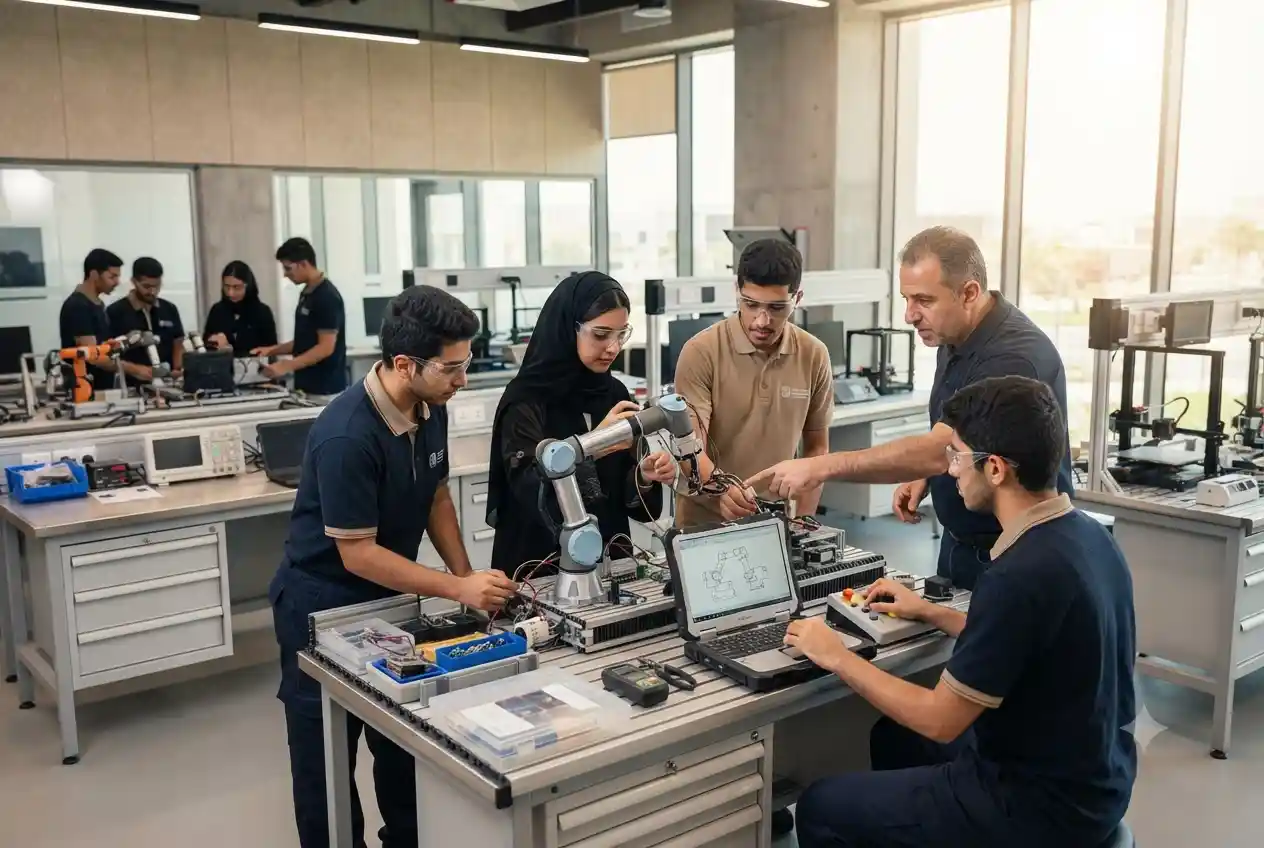 Students receiving vocational training at an Abu Dhabi education institute