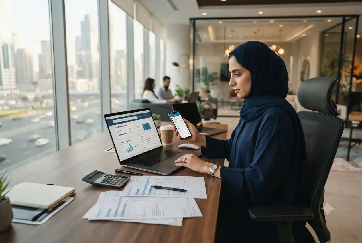 UAE resident comparing balance transfer credit card options online