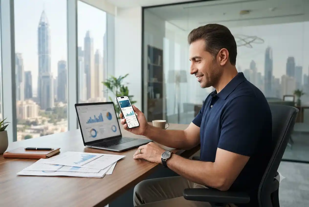 UAE resident checking credit card limit using a mobile banking app
