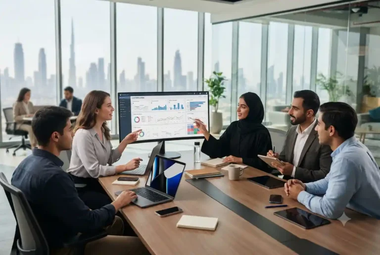 UAE marketing team working on digital marketing and social media strategy