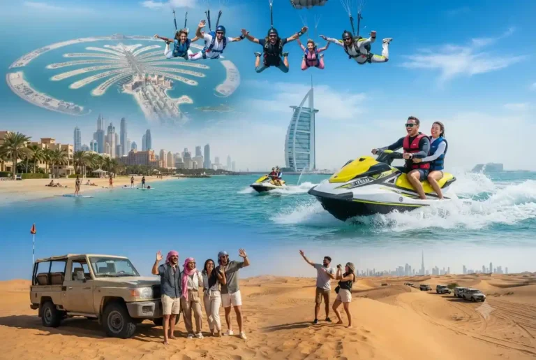 Visitors enjoying thrilling adventure activities across Dubai.