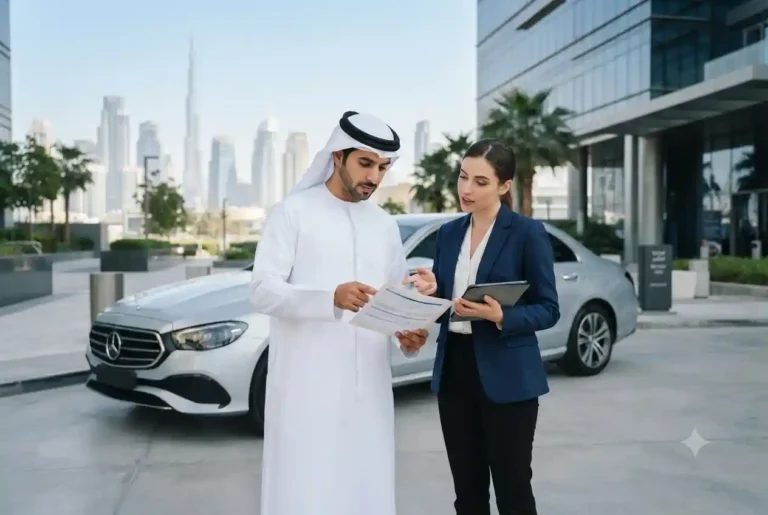 Driver comparing Methaq Car Insurance options in the UAE.