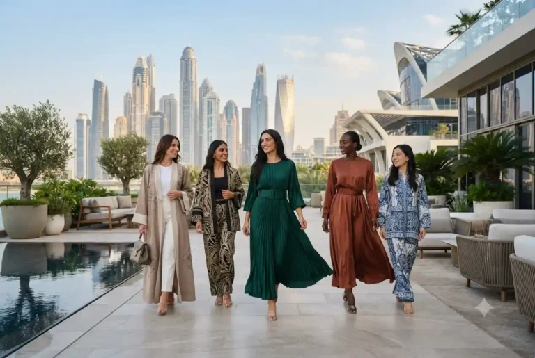 Contemporary fashion trends showcased by stylish people in Dubai