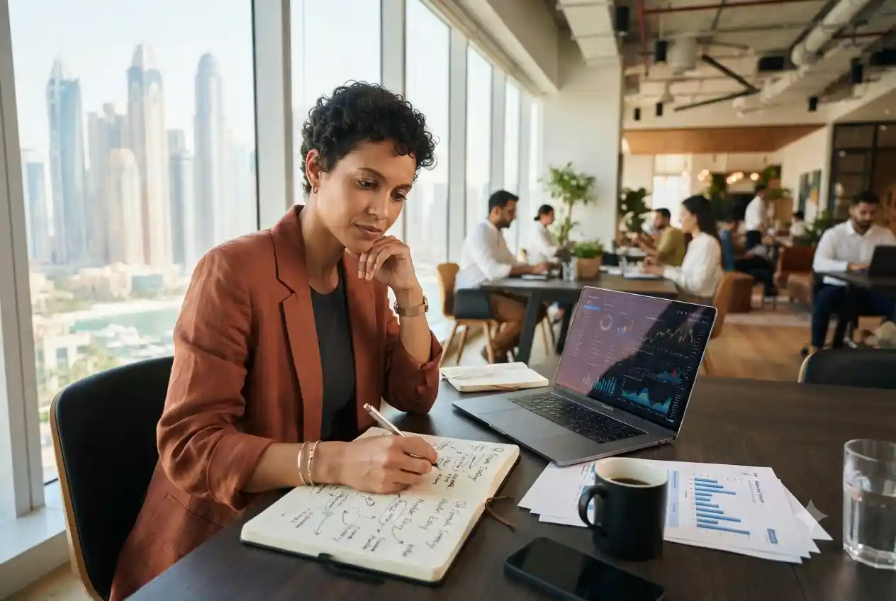 Entrepreneur planning a small business startup in Dubai