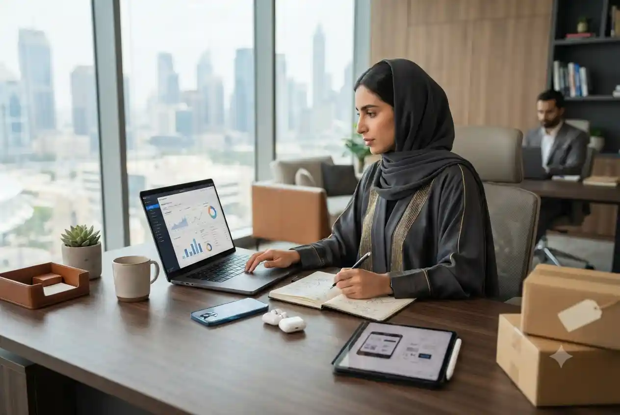 Entrepreneur starting an online company in the UAE