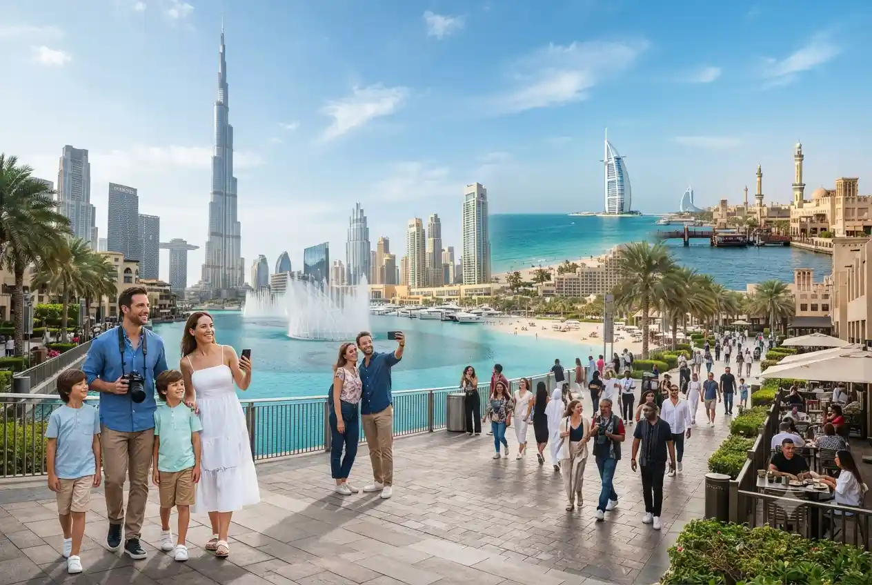 Visitors enjoying popular attractions and activities across Dubai today.