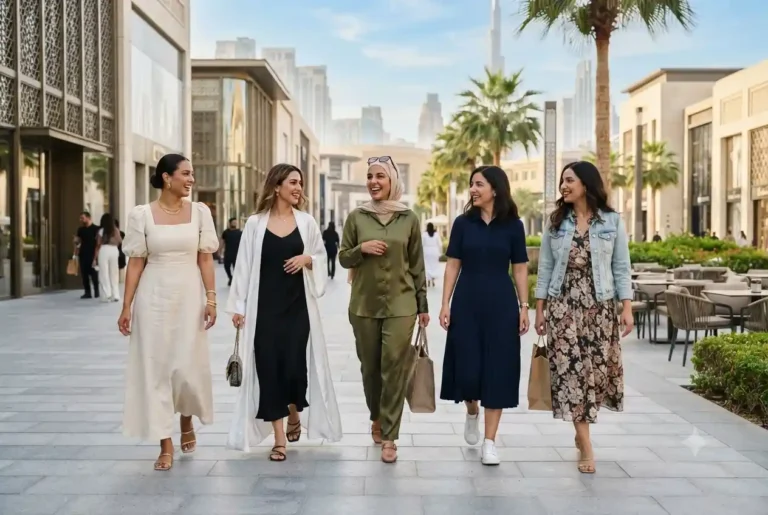 Women wearing elegant modern modest fashion in Dubai