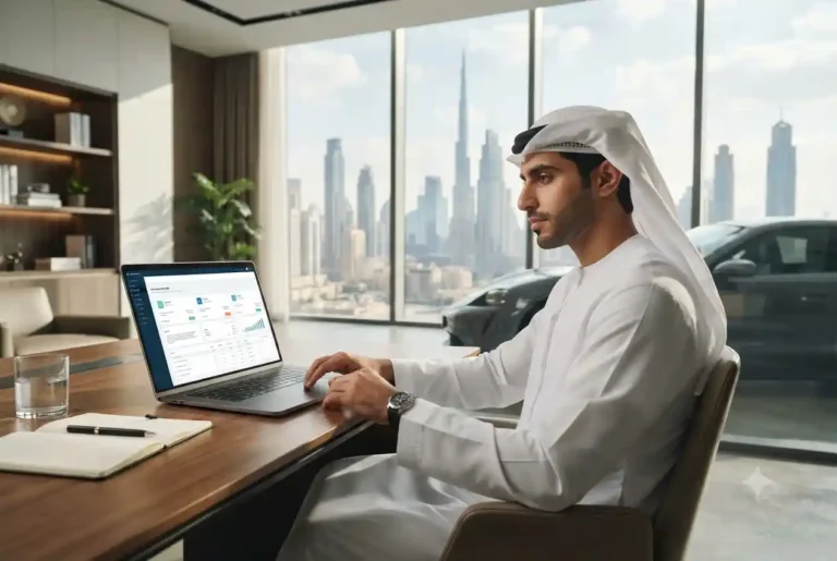 UAE driver comparing car insurance quotes online using YallaCompare.