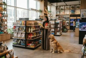 Modern UAE pet shop with pet food and animal supplies